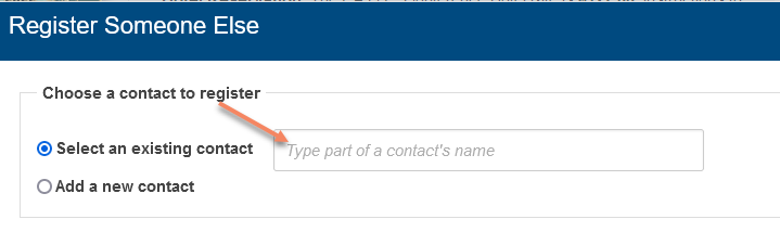 Arrow pointing at the Select an Existing Contact text box